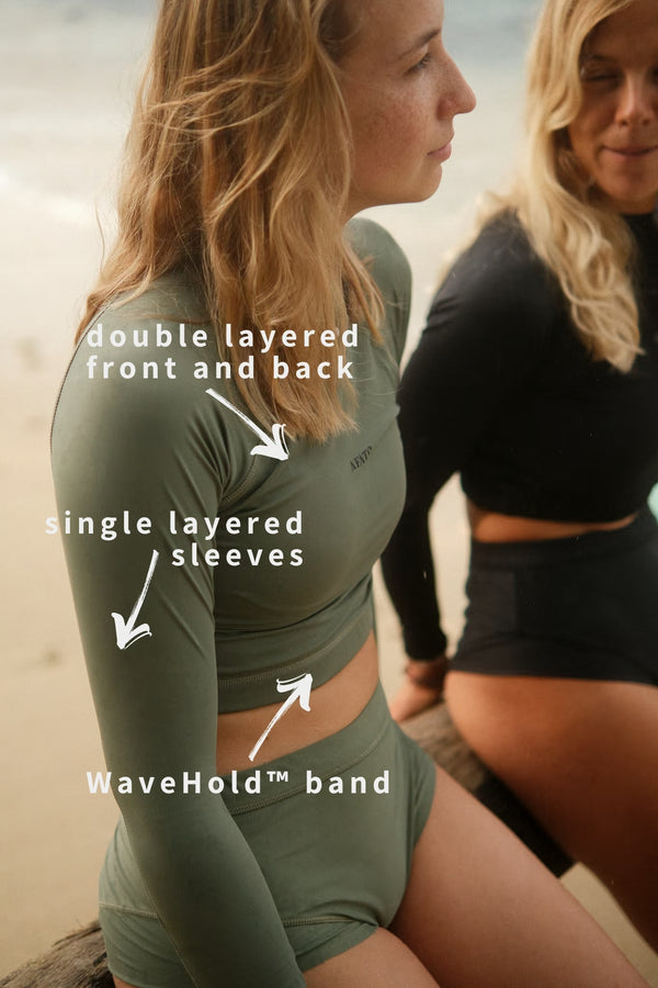 Cropped Rash Guard in Sage Green