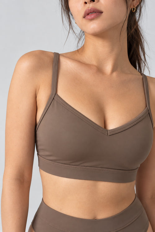 V-Neck Top in Mocha