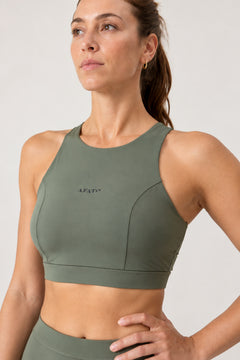 Back-Zip Bikini Top in Sage Green
