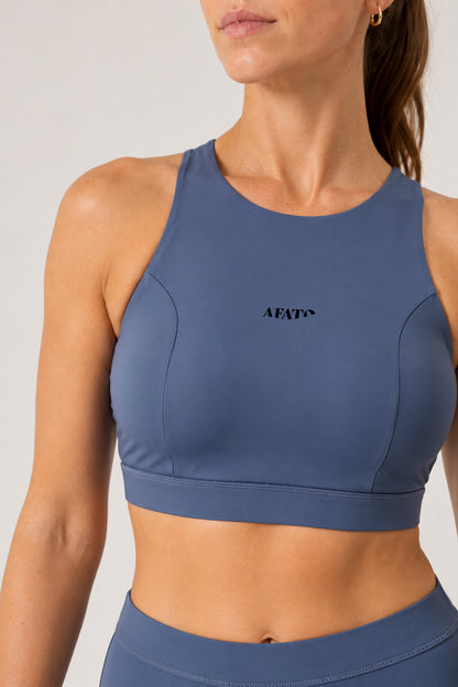 Back-Zip Bikini Top in Slate Blue