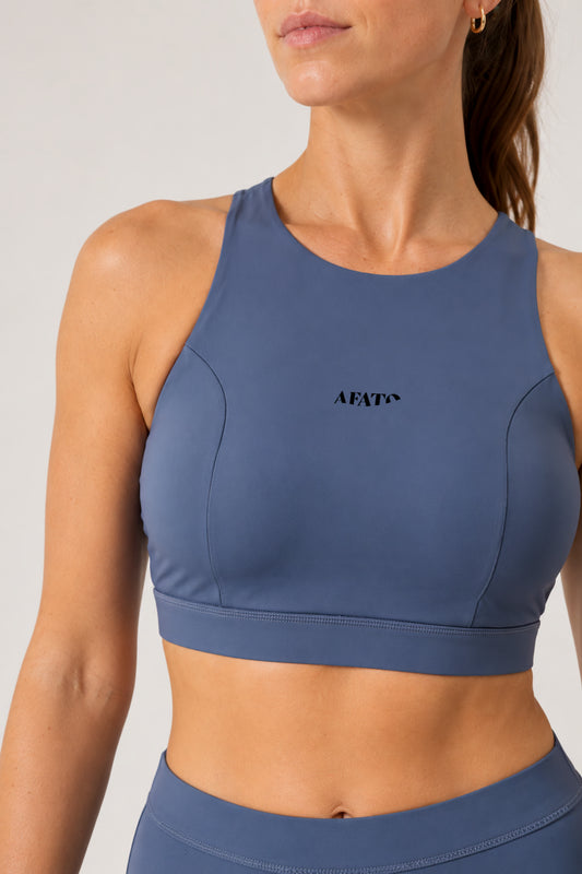 Back-Zip Bikini Top in Slate Blue