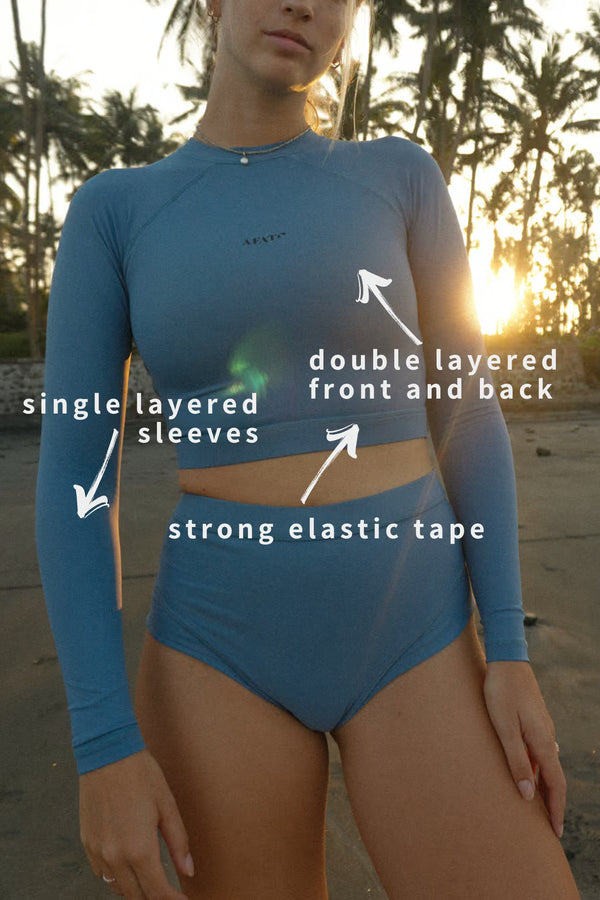 Cropped Rash Guard in Slate Blue