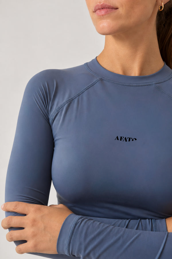Cropped Rash Guard in Slate Blue