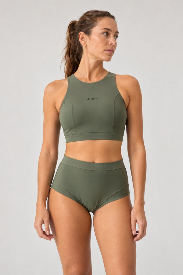 Back-Zip Bikini Top in Sage Green
