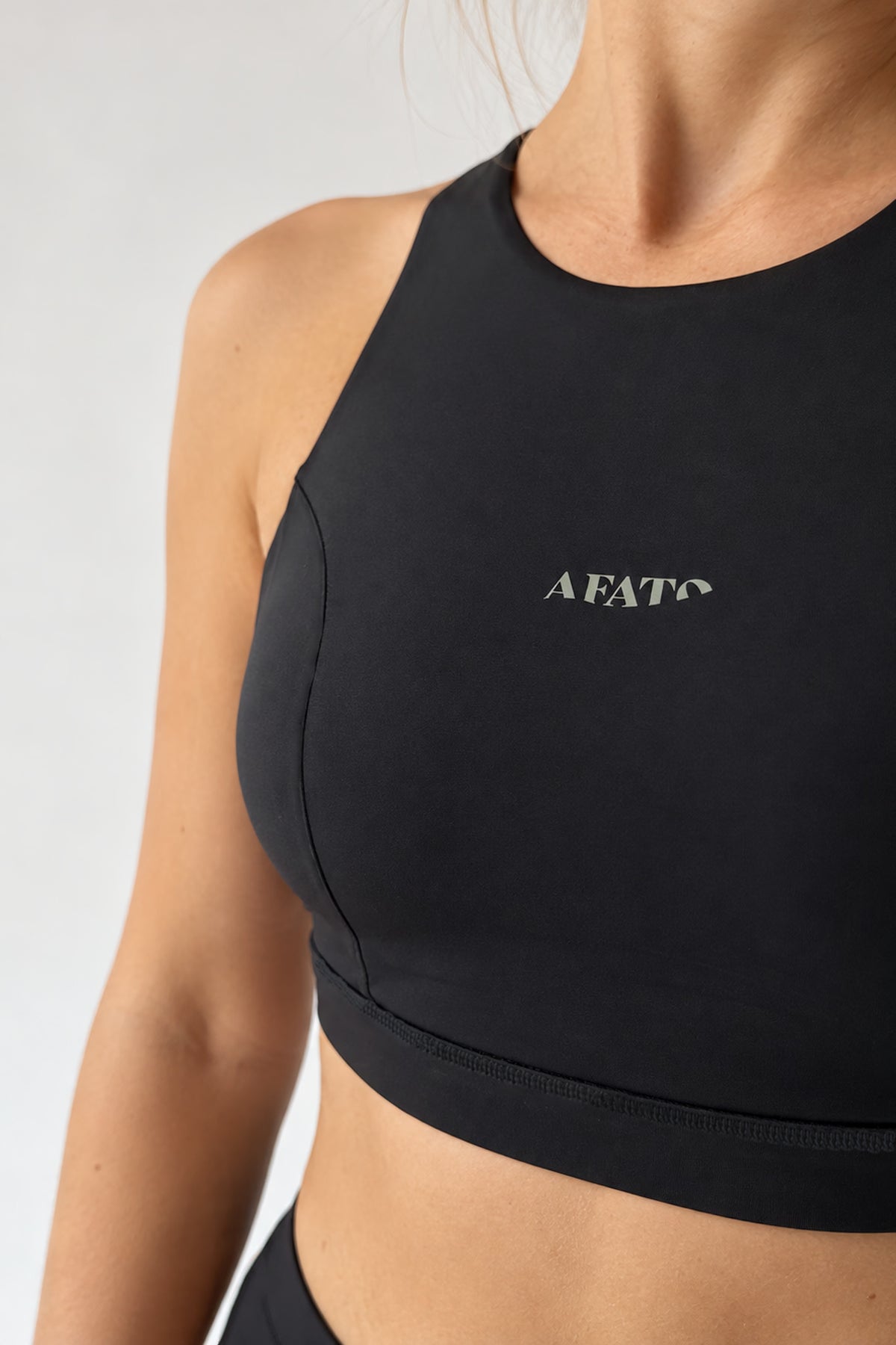 Back-Zip Bikini Top in Black