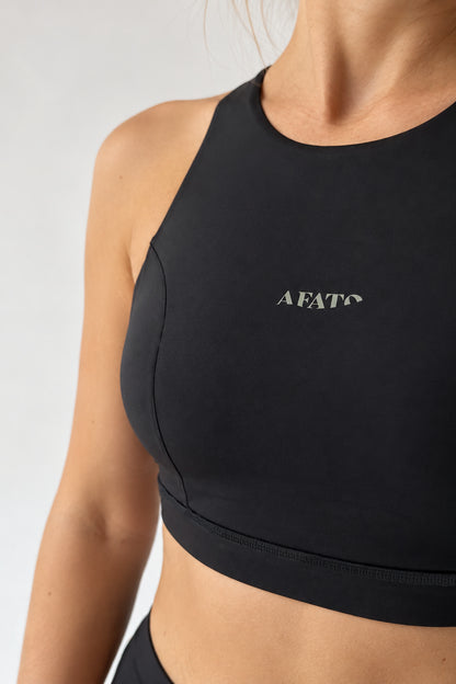 Back-Zip Bikini Top in Black