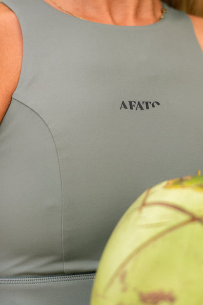 Back-Zip Bikini Top in Sage Green