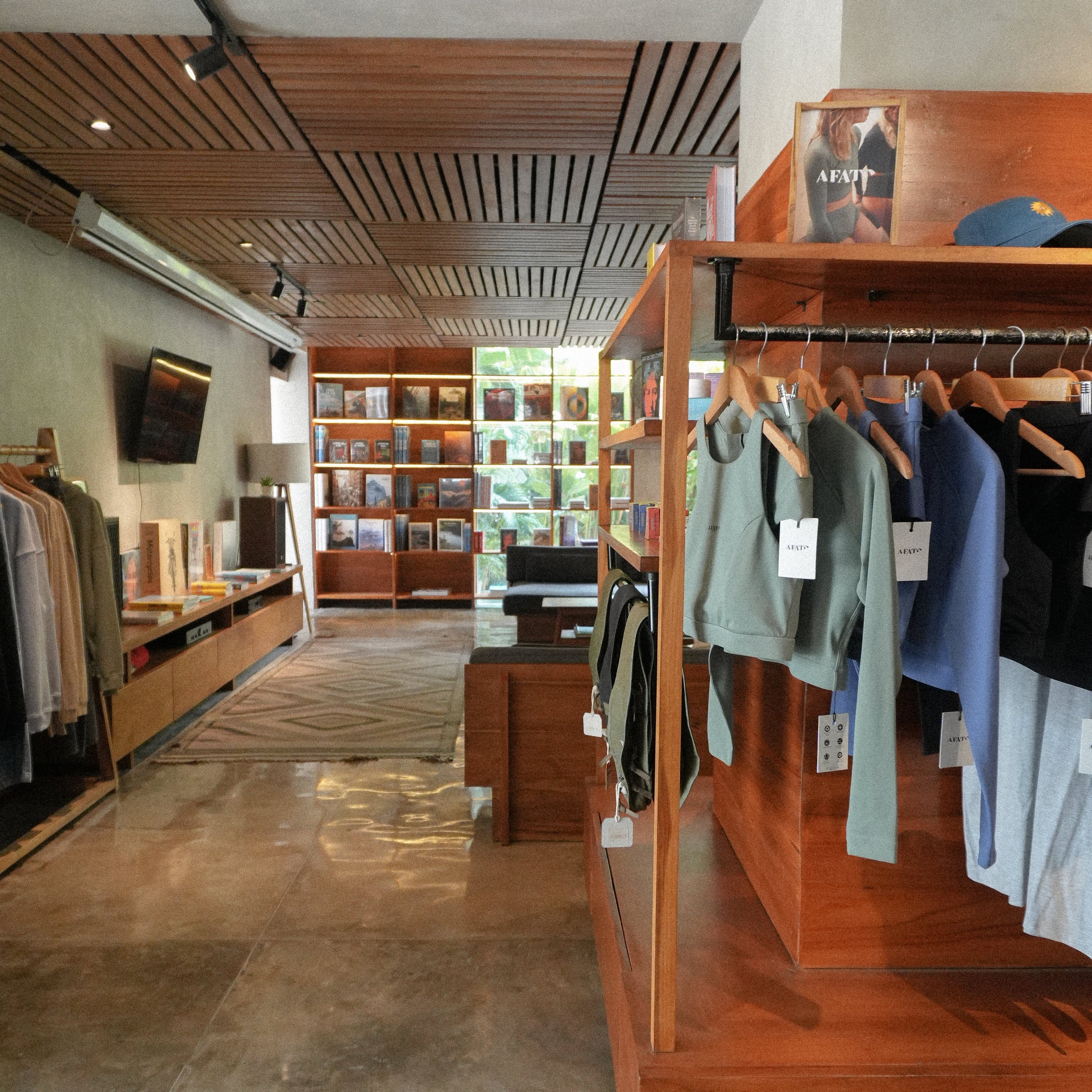 AFATO surfwear in Surf Motel store display.”