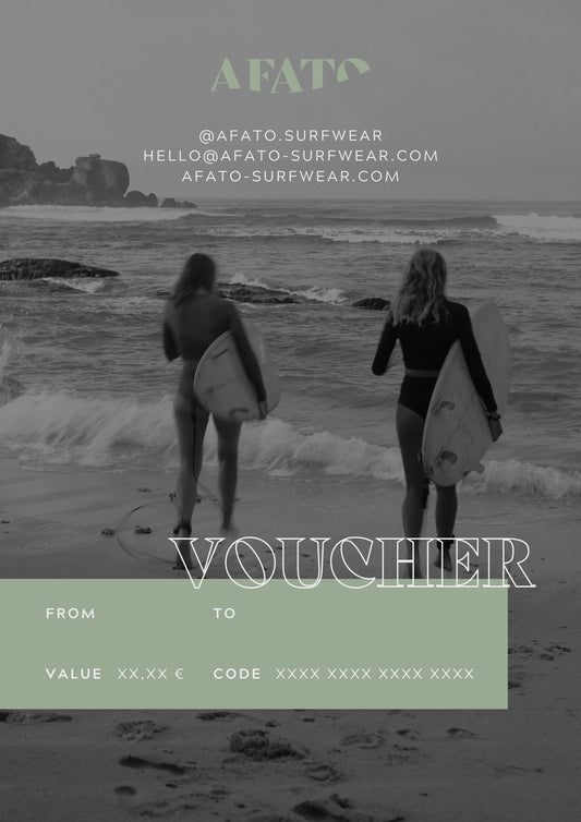 AFATO Surfwear gift voucher – the perfect present for surf and beach lovers worldwide.